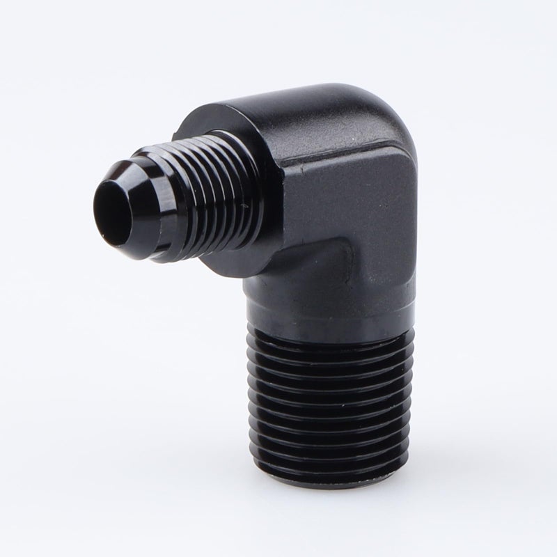 AC PERFORMANCE محول توصيل زاوية 90 درجة من الألمنيوم الأسود AC PERFORMANCE -6 AN AN6 ذكر إلى 1/2" NPT ذكر - Image 4